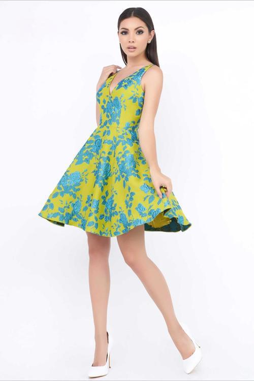 Ieena Duggal  - V Neck Dress Style 8875I in Green