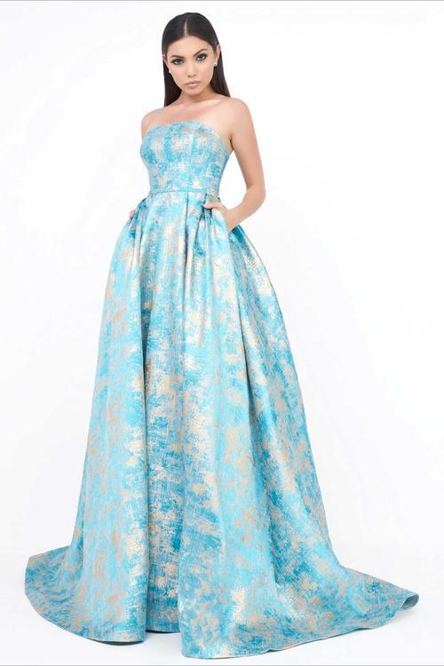 Ieena Duggal  - Bustier Gown Style 8878I in Blue