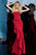 Jovani - 68766 Strapless Side Ruffle Trumpet Dress In Red
