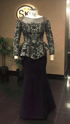 3157 Asymmetrical Peplum Mermaid Gown