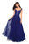 La Femme - 27503 Strappy Lace Embroidered A-Line Gown In Blue