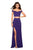 La Femme - Two Piece Off shoulder Gown with Slit 27496 In Purple