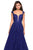 La Femme - 27503 Strappy Lace Embroidered A-Line Gown In Blue