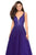 La Femme Gigi - 27688 Illusion Plunging Rhinestone Embellished Gown In Purple and Blue