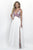 Intrigue - Plunging V-neck with Empire Waist A-line  Dress 254 in White and Multi-Color