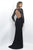 Intrigue - Long Sleeve Lace Sheath Evening Gown 258 in Black