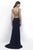 Intrigue - Bateau Neckline with Golden Side Panels  Gown 264 in Blue and Gold