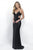 Intrigue - Spaghetti Strap with Side Cutouts Sequined  Gown 265 in Black