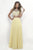 Intrigue - Beaded Crop Top Two-Piece A-line Chiffon  Gown 272 in Yellow