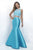 Intrigue - Beaded Lace Crop Top Two-Piece Mermaid  Dress 284 in Blue