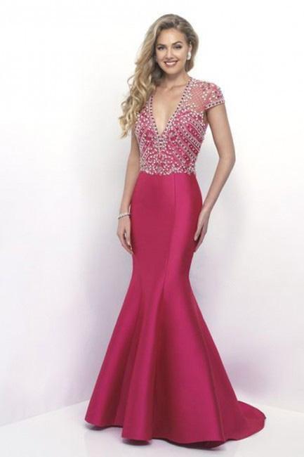 Crystal Ornate V-neckline Mikado Mermaid  Dress 285