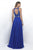 Intrigue - Embellished Crop Top A-line Chiffon Evening Dress 289 in Blue