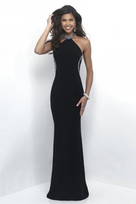 Bejeweled Halter Neckline Sheath Evening Dress 302
