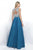 Intrigue - Jewel Neckline Crystal Embellished A-line Dress 308 in Blue