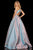 Sherri Hill - 52957 Halter Long Pleated A Line Dress In Pink and Blue