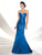 Ivonne D for Mon Cheri - 116D34 Embellished Pleated Trumpet Dress In Blue
