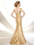Ivonne D for Mon Cheri - 116D34 Embellished Pleated Trumpet Dress In Gold