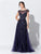 Mon Cheri - Stunning Beaded Tulle A-line Gown 119D48  In Blue