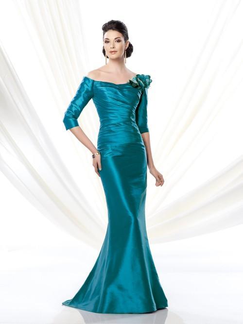 Ivonne D for Mon Cheri - 214D63 Quarter Length Sleeve Trumpet Dress In Green