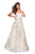 La Femme - 27207 Floral Metallic Strapless A-Line Gown In White and Gold