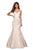 La Femme - 27310 Plunging Sweetheart Jacquard Mermaid Dress In White and Gold