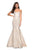 La Femme - 27789 Strapless Sweetheart Jacquard Mermaid Dress In White and Gold