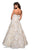 La Femme - 27207 Floral Metallic Strapless A-Line Gown In White and Gold