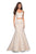 La Femme - 27749 Two Piece Jacquard Mermaid Dress With Train In White and Gold