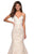 La Femme - 27310 Plunging Sweetheart Jacquard Mermaid Dress In White and Gold