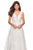 La Femme - 27074 Lace Deep V-neck A-line Dress In White and Neutral