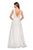 La Femme - 27074 Lace Deep V-neck A-line Dress In White and Neutral