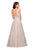 La Femme Gigi - 27727 Floral Lace Deep V-neck Tulle A-line Dress In White and Neutral