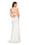 La Femme - 27479 Strappy Square Evening Gown with Slit In White