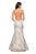 La Femme - 27796 Halter Jacquard Mermaid Dress In White and Gold