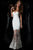 Janique J009 - Strapless Sequined Sweetheart Long Sheer Gown in White