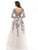 Colors Couture - J034SL Embellished Long Sleeve A-line Dress In Neutral and Multi-Color