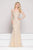 Colors Couture - J063 Sheer Long Sleeve Embellished Gown In Neutral
