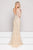 Colors Couture - J063 Sheer Long Sleeve Embellished Gown In Neutral