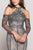 Colors Couture - J065 Halter Cold Shoulder Beaded Evening Gown In Gray and Neutral
