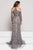 Colors Couture - J065 Halter Cold Shoulder Beaded Evening Gown In Gray and Neutral