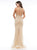 Colors Dress - J105 Beaded Deep V-neck Trumpet Dress In Neutral and Gold
