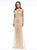 Colors Dress - J105 Beaded Deep V-neck Trumpet Dress In Neutral and Gold