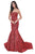 Jadore - J11301 Strapless Sweetheart Scallop Motif Mermaid Gown In Red