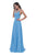 Jadore - J11315 Jewel Appliqued Surplice Bodice A-Line Dress In Blue