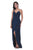 Jadore - J11337 Long V-Neck Surplice High Slit Dress In Blue