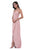 Jadore - J11337 Long V-Neck Surplice High Slit Dress In Pink