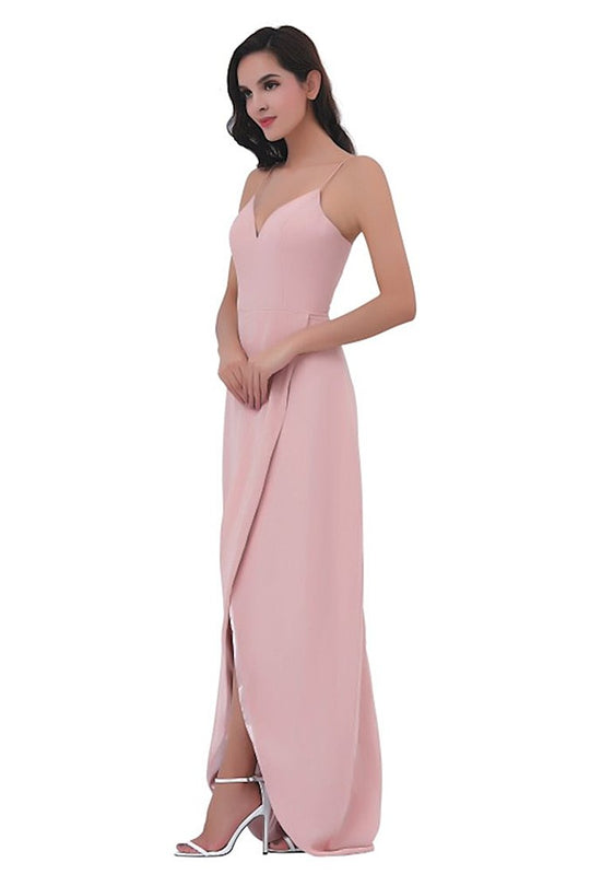 Jadore - J11337 Long V-Neck Surplice High Slit Dress In Pink