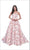 Jadore - J11343 Floral Print Strapless Embroidered Tulle Ballgown In Pink