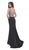 Jadore - J11351 Lace Applique Bateau Trumpet Dress In Black