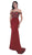 Jadore - J11359 Off Shoulder Lattice Accent Evening Gown In Red